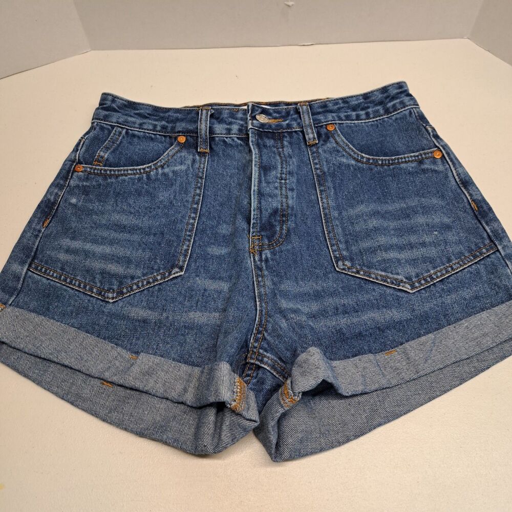 Bluivy Western Pocket Rolled Hem Denim Shorts Women's L (10)